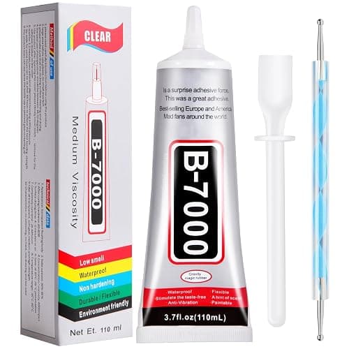 110 ml B7000 Adhesive for Crafts, Clear Glue with Spreaders and Dotting Pen Tool, Multipurpose for Rhinestones, Fabric, DIY, Makeup, Shoes, Jewelry Making, Nail Art - Image 1