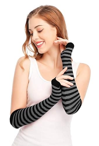 Bienvenu Punk Gothic Rock Long Arm Warmer Fingerless Gloves thumbnail 2