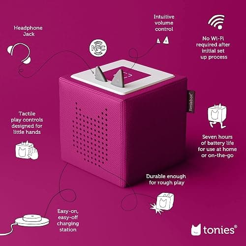 Toniebox Audio Player Starter Set with Cinderella, Belle, Moana, Tangled, and Playtime Puppy - Listen, Learn, and Play with One Huggable Little Box - Purple - Purple thumbnail 3