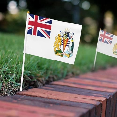 British Antarctic Territory Flag Small Hand Held Flags, Mini Flags On Stick For Party Team Activities Parades Holiday Decoration 10 Pack thumbnail 2