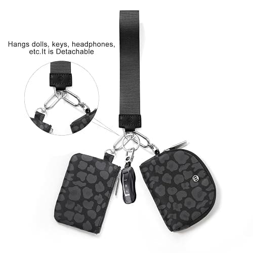 Keychain Wallet Mini Zip Around Wristlet Wallets for Women Detachable Dual Pouch Wristlet Portable Coin Purse Small Wallets thumbnail 6