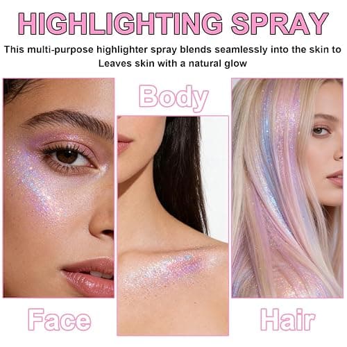 Hair and Body Glitter Spray, Shimmering Powder Sparkle Powder Makeup, Glitter Loose Sparkle Makeup for Body Highlighter,Festival Prom Rave Accessories (Dazzle) thumbnail 5