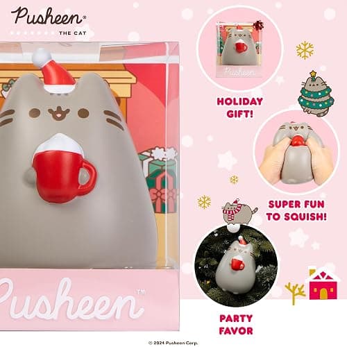 Hamee Pusheen The Cat Christmas Jumbo Squishy Toy Collectible Slow Rising Cute SquiSHU Birthday Gift, Party Favors, Stress Relief – Holiday Pusheen with Hot Cocoa thumbnail 3