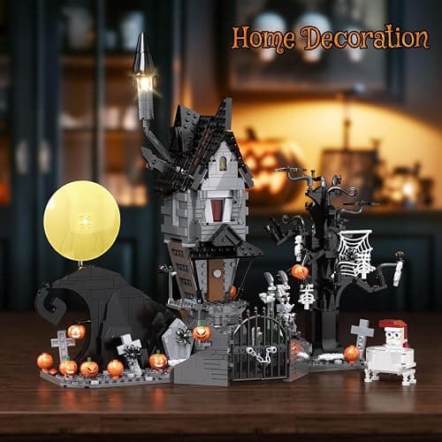 Nightmare Horror Haunted House Building Set, Block Toys Set Compatible with Lego, Creative Halloween Christmas Birthday Toy Kit Gift with Light for Movie Fans Adults (957pcs) thumbnail 2