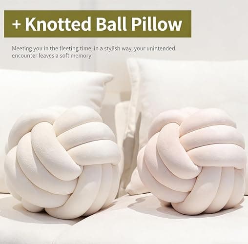 Knot Pillow, Handmade Decorative Throw, Soft Round Knotted Cushion for Couch & Bedroom, Charming Home Decor, Braided for Living Room(Blue-A,20cm) thumbnail 4
