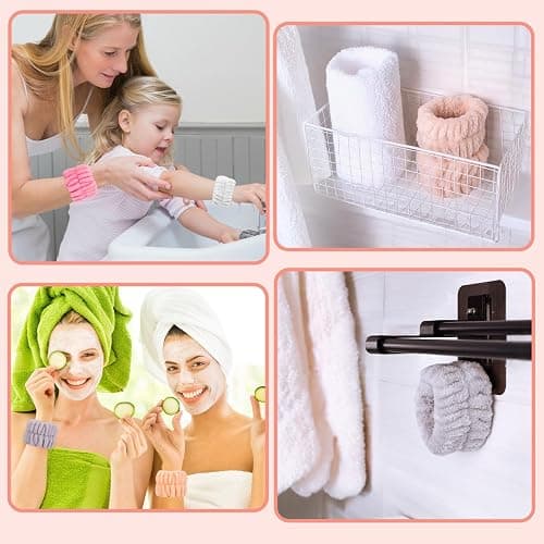 Crosize 8 Pcs Microfiber Wrist Bands for Washing Face, Women's Absorbent Face Washing Wristbands, Prevent Water from Spilling Down Your Arms thumbnail 6