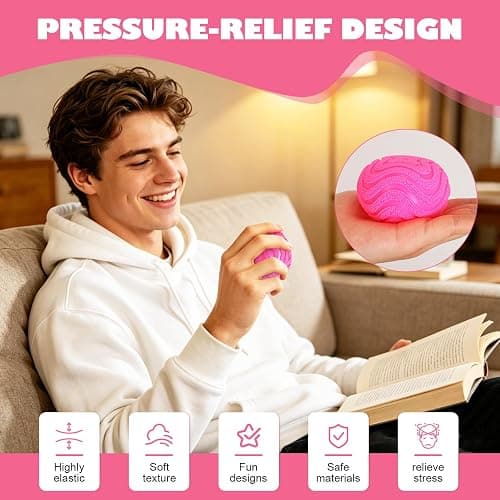 Fuzz Ball, Stress Fuzz Balls for Adults, Soft Fidget Toy for Anxiety Relief, Squishy Slow Rising High Density Ice Squeeze Ball Cubes Cube Sensory for Office Anxiety Stress Relief(Pink) thumbnail 3