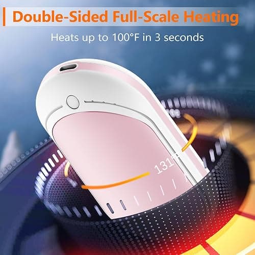 BESKAR Rechargeable Hand Warmer, 5200mAh Electric Hand Heater, Double-Sided Heating, USB Quick Charge, Portable Pocket Hand Warmer for Outdoor, Golf, Raynauds - Winter Gift thumbnail 2
