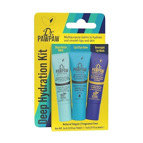 Dr.PAWPAW Deep Hydration Kit, Fragrance Free Multi Purpose Pawpaw Balm Set 2 x 10ml and 1 x 8ml, Vegan Hydrating Care for Lips Skin Hair and Nails - Image 1