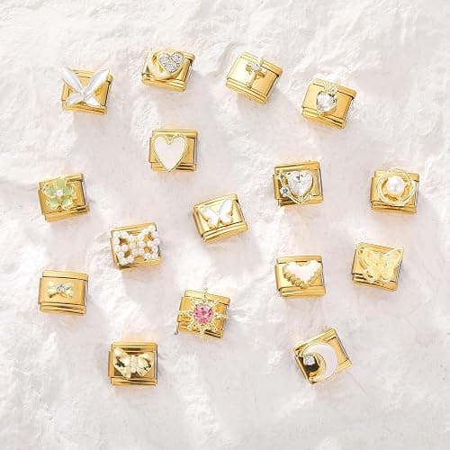 ITingstere Italian Charms Bracelet Sets with 1Pcs Starter Brascelet 9Pcs Charms 9mm Italian Modular Charm Bracelet DIY Module Jewelry Gifts thumbnail 4