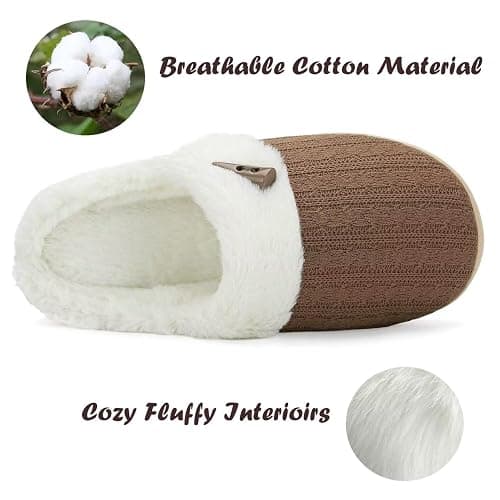 NineCiFun Women's Slip on Fuzzy Slippers Memory Foam House Slippers Outdoor Indoor Warm Plush Bedroom Shoes Scuff with Faux Fur Lining thumbnail 5