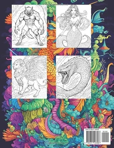 Mythical Creatures Coloring Book for Adults: Dragons, Griffins, Centaurs, and Other Fantasy Beasts from the Realms of Myth and Legend thumbnail 2