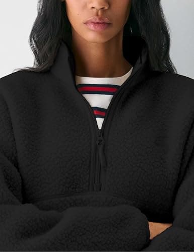 Fleece Pullover Sherpa Jacket - SIZE LARGE - COLOR BLACK thumbnail 6