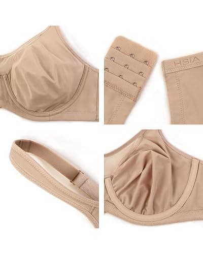 HSIA Minimizer Bras for Women Plus Size, Full Coverage Coolcomfort T Shirt Unlined Bra with Underwire for Heavy Breast thumbnail 5