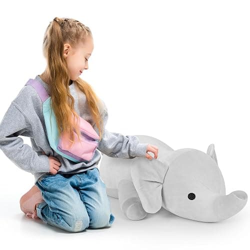 OurHonor 4.2lbs 24in Elephant Weighted Stuffed Animals, Weighted Plush, Gifts for Kids, Adults, Girls and Boys(Grey) thumbnail 6
