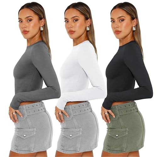 AUTOMET 3 Pack Womens Long Sleeve Shirts Y2K Going Out Crop Tops Cute Basic Slim Fitted Fall Fashion Outfits 2025 Clothes thumbnail 3