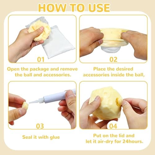 2Pcs Cheese Squishy Skin Stress Ball Making Kit - Easy Handmade Sensory Squishy Toys | Includes 2 Cheese-Shaped TPR Skins and 3.5 oz Filler; ASMR Craft Anxiety Relief Slow-Rising Cheese Squishies thumbnail 4