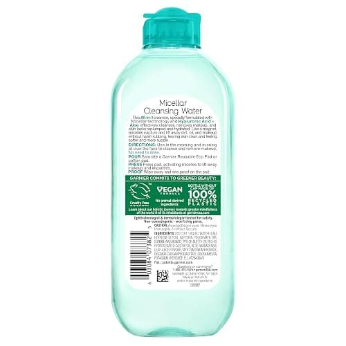 Garnier Micellar Water with Hyaluronic Acid, Facial Cleanser & Makeup Remover, Hydrating and Plumping, For All Skin Types, Vegan, Cruelty Free, 13.5 Fl Oz (400mL), 1 Count thumbnail 7