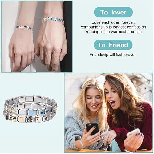 ITingstere Italian Charms Bracelet Sets with 1Pcs Starter Brascelet 9Pcs Charms 9mm Italian Modular Charm Bracelet DIY Module Jewelry Gifts thumbnail 5
