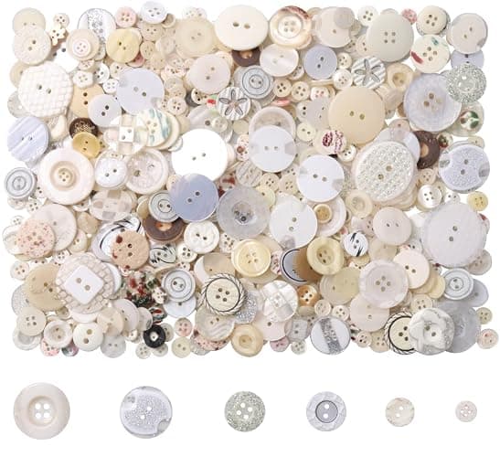 Tnstk 650 Pcs Round Resin Buttons - Assorted 2 & 4 Hole Buttons for Sewing, Crafts & DIY Projects (Shell) thumbnail 2