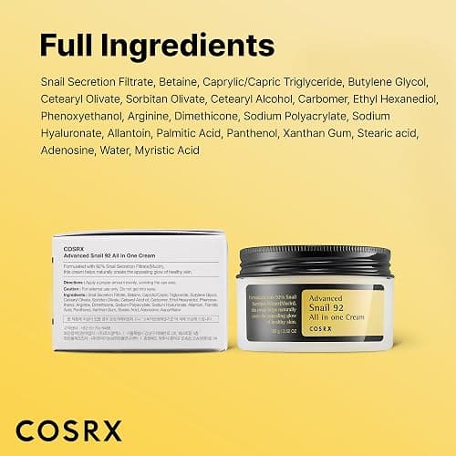 COSRX Snail Mucin 92% Face Moisturizer, 3.52 Oz, Lightweight Moisturing Cream for Soft, Glowy Skin, Korean Skin Care, Korean Moisturizer Face Cream thumbnail 8