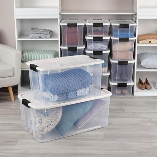 Sterilite 4 Pack Ultra Latching Box, Storage Bins with Lids, Clear Plastic, 70 Quart - Heavy-Duty Organizing Containers for Closet, Bathroom, and Office thumbnail 6