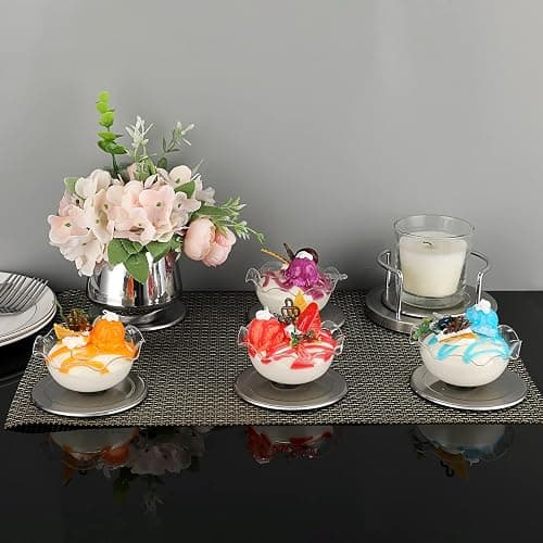 JUXYES Set of 6 Stainless Steel Round Coasters with Holder & Sponge Bottom, Silver Metal Cup Coasters Set Stunning Cool Coaster Cups Mats Decor for Restaurant Kitchen bar Dining Table thumbnail 8