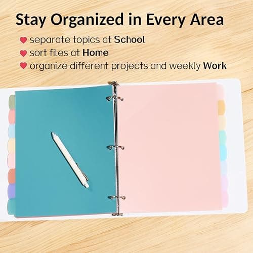 Sooez 8 Tabs Long-Lasting Plastic Write & Erase Large Tabs Dividers for 3 Ring Binder, Aesthetic Cute Pastels Binder Dividers for Student, Teacher, Office, Home Organizers, 1 Set, Pastels Color thumbnail 8