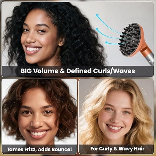 Dotspun Upgraded Large Diffuser Attachment for Dyson Airwrap Styler HS01/HS05/HS08 - Converts to Hair Dryer, Fast Drying Wave & Curly & Thick, Heat Resistant Nylon Fiber Nozzle Attachments (Gold) thumbnail 3