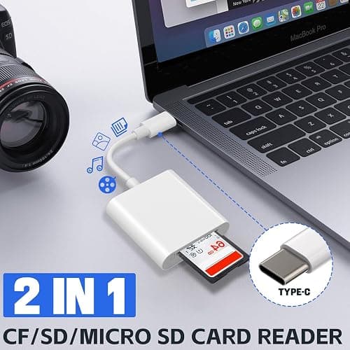 USB C SD Card Reader, Type C SD Card Reader, Supports SD and MicroSD Memory Card Adapters for iPhone 15 16/iPad/MacBook/Mac, Trail Camera Viewer Plug and Play -2 Slots thumbnail 3