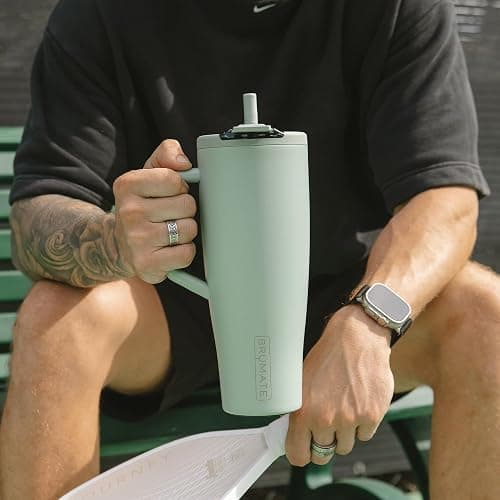 BrüMate Era Flip 40oz Tumbler with 100% Leakproof Covered Straw Lid | Hygienic Covered Straw | Insulated Stainless Steel Water Bottle with Handle | Cup Holder Friendly | BPA-Free (Lilac Dusk) thumbnail 6