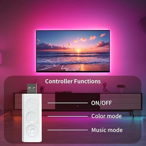 KSIPZE LED Lights for TV, 16.4ft TV led Backlight for 45-75 Inch TVs RGB TV Backlight Behind Music Sync Bluetooth APP & Button Control TV LED Strip Lights USB Powered for Bedroom/Gaming thumbnail 2