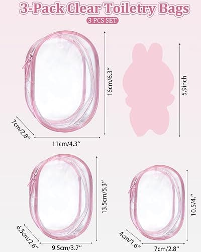 3Pcs Clear Figure Display Bag,Keychain Carrying Case, Portable Small Doll Storage Pouches,Dustproof Small Display Case for Figurines, Blind Box, Mini Dolls, Shelf/Outdoor Showcase PVC Bag（Pink） thumbnail 2