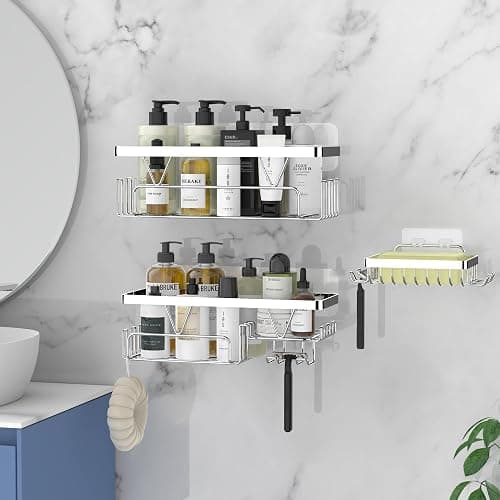 Kegii Shower Shelf without Drilling – Bathroom Storage with Soap Dish, Suitable for Bathrooms and Kitchens thumbnail 4