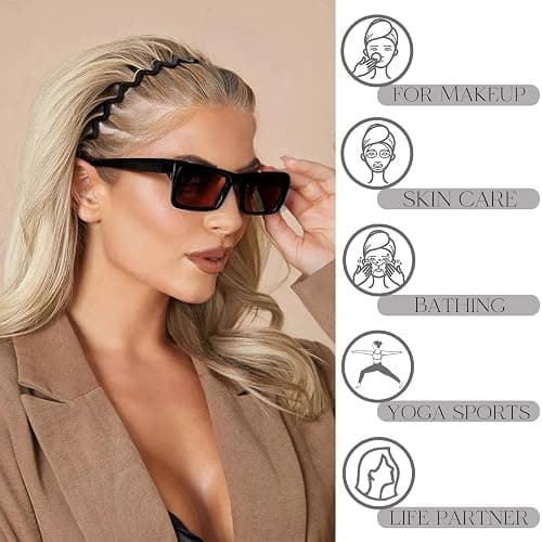 Supgoodom 6 PCS Zig Zag Headbands Plastic Wavy Hair Head Band Comb with Teeth Hoop Accessories for Women Men Girls, Matte Morandi thumbnail 3
