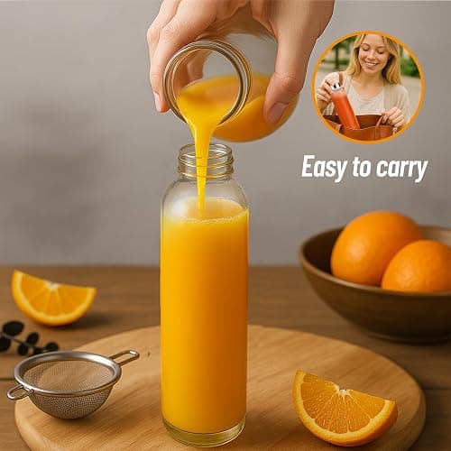 Luxfuel Clear Glass Bottles with Lids 18 oz, Reusable Glass Water Bottles with Stainless Steel Cap for Refrigerator, Juicing, 100% Leak Proof, BPA Free, Juice Bottle Drinking Jar Containers Set of 6 thumbnail 9