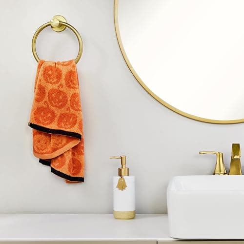 SKL Home Halloween Jack-O-Lantern 100% Cotton Jacquard 2pc Hand Towel Set, Reversible, Soft & Absorbent, Decorative for Bath/Kitchen/Bar & Gift, Orange thumbnail 4