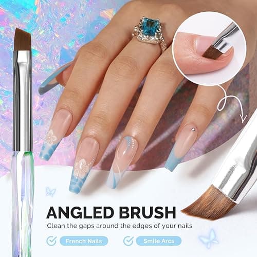 MelodySusie 4Pcs Nail Brush Kit, Flat/Oval/Angled/Carved Brushes Design for Gel Nail Art, Polish Application and Clean Up, Professional Manicure Tool Nail Brushes for DIY Home Salon Use thumbnail 4