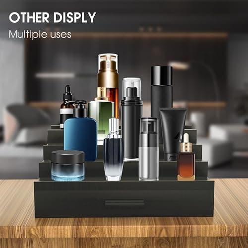 Sephyroth Cologne Organizer for Men 4 Tier of Elevated Cologne Display Shelf with Drawer Storage Perfume Organization and Storage Display Risers,Great Gift for Man(4Tier-Black) thumbnail 6