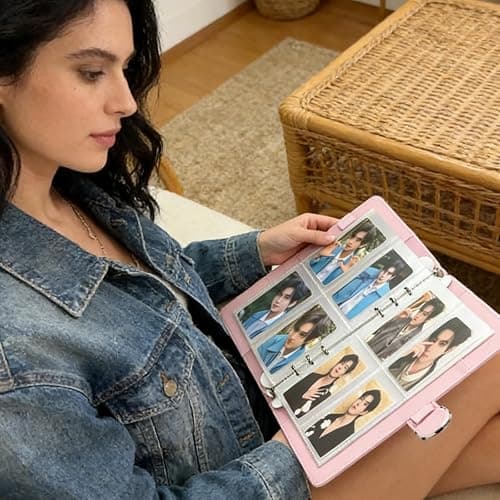 A5 Kpop Photocard Binder,6 Ring Binder Album,Kpop Photo Card Binders,with 40 Four-compartment Card Pages 320 Card Spaces,PU Leather Cover with Buckle Closure,for Card Organisation thumbnail 2
