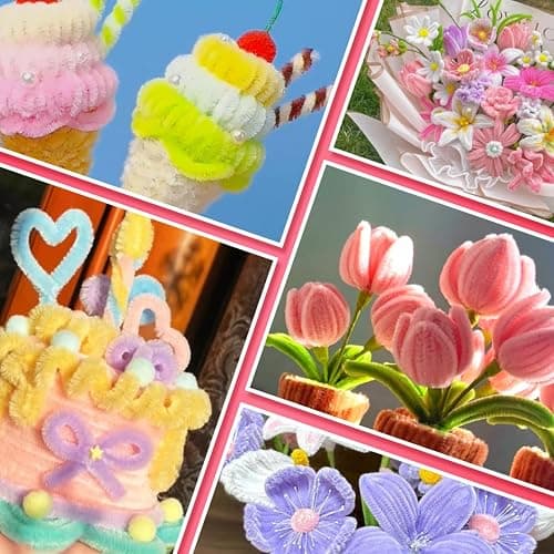 IOOLEEM Pipe Cleaners,200pcs in 7 Colors, Pastel Pipe Cleaners, Macaron Candy Colors, Chenille Stems for Art and Craft Projects, Flower DIY Decorations thumbnail 5