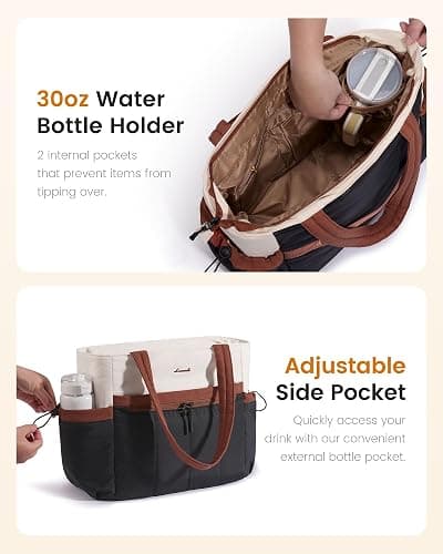 LOVEVOOK Puffer Bag for Women, Ultra-Lightweight Work Tote with Organized Compartments, 15.6/17.3“, Travel Carry-on & Gym Bag thumbnail 2