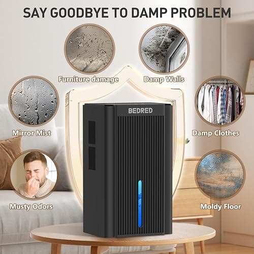 Dehumidifier, 95OZ Dehumidifier for Home 1000 Sq.Ft - Quiet with Auto Shut Off & Relaxing 7 Color Ambient Light,Ideal for Livingroom, Bedroom, Basement(Black) thumbnail 7