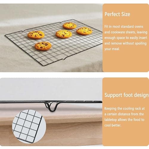 VNIMTI 2 Pack Cooling Rack for Baking Cooking, 16" x 10" Squares Wire Racks | Small, Squares Grids, Oven Safe Cookie Cooling Rack, Roasting, Grilling, Drying thumbnail 6