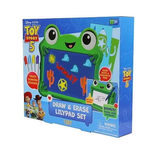 Disney Pixar Toy Story 5 Draw & Erase Lilypad Set - Frog Dry-Erase Glow Board & Travel Magnetic Pen Board, Create Art, Stencils & Markers, Kids 3+ thumbnail 3