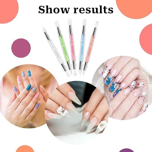 5 Pcs Nail Art Sculpture Pen Dual Tipped Silicone Nail Tools Nail Art Acrylic Pen Silicone Brushes for Resin Nail Art Tools for Design Nail Foil Carving Drawing Effect Shaping Drawing thumbnail 7