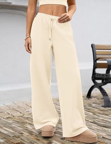 LOMON Women's Sweatpants Wide Leg Fleece Lined Sweat Pants Spring Winter Clothes 2026 Baggy Drawstring Joggers with Pockets thumbnail 3