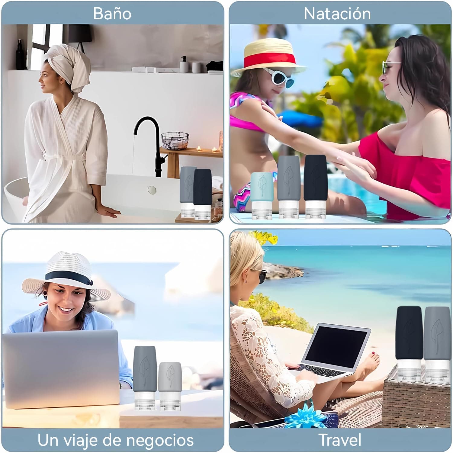 16 Piezas de Botellas de Viaje de Silicona, Contenedor de Tamaño de Viaje de 3 Oz Aprobado Por la Tsa, Sin Bpa, A Prueba de Fugas, Comprimible, Accesorios de Viaje Recargables (Colores Fríos-17 PCS) thumbnail 7