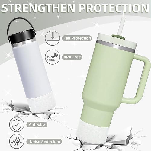 Vmini Protective Glitter Silicone Boot, Compatible with Stanley Tumbler 20-40oz & Hydro Flask Water Bottle 12-24oz and More Bottles/Tumblers with 2.8-2.95in Bottom, Bling Anti-Slip Sleeve Cover thumbnail 3