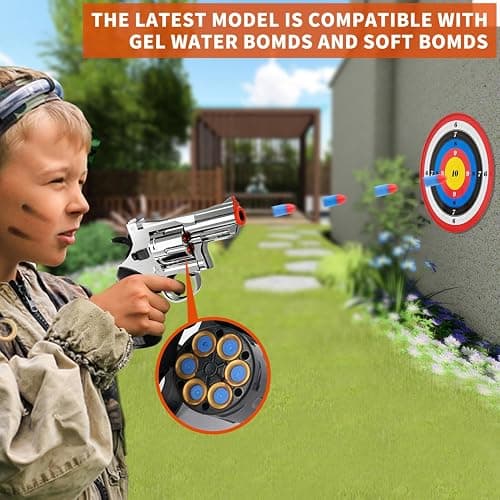 Toy Gun Foam Blaster Soft Bullet Toy Revolver,Can fire Sponge Bullets,with 40 Bullets,for Age of 6 7 8 9 10+ Years Old Kid Boys Girls（Silver） thumbnail 7